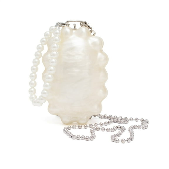 Clutch Bag for Women Luxury Pearlescent Daisy Bag with Pearl Handle Chain Strap Elegant Purse for Wedding Prom Party