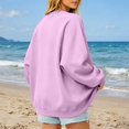 thumbnail image 4 of Womens Crewneck Sweatshirt Oversized Long Sleeve Casual Fall Outfits Long Sleeve Trendy Pullover Tops with Pockets (Purple M), 4 of 6