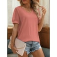 thumbnail image 3 of Womens Summer Tops Short Sleeve V Neck T Shirts Swiss Dot Puff Sleeve Tops Loose Casual Tshirts, 3 of 5