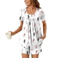 thumbnail image 2 of Conjunto de Ropa de Salón de las Mujeres Impreso Cuello Redondo Manga Corta Superior Y Pantalones, Ropa de Casa Suave Dos Piezas, 2 of 6