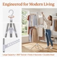 thumbnail image 5 of Clothes Drying Rack Foldable, 74.8 inch 2 Tier Laundry Drying Rack with Rotating Clothes Rail for 54 Pieces of Clothes, Space Saving, Indoor, Stainless Steel, White and Silver, 5 of 8