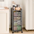 thumbnail image 4 of Andvari Slim Rolling Storage Cart with Pull-Out Basket, Metal Wire Shelf for Kitchen Vegetables, 4 of 11