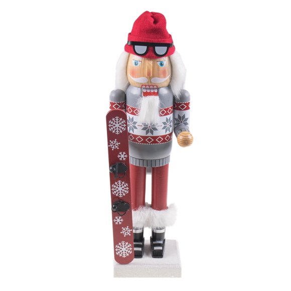 Clever Creations Snowboarding Santa 14 Inch Traditional Wooden Nutcracker Festive Christmas D Cor For Shelves And Tables