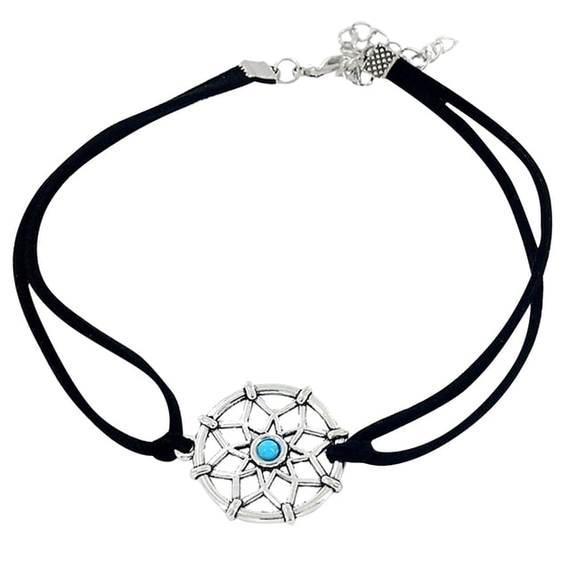 TABLETREANDS Collar Choker Gótico De Ante Para Mujer Con Extensible Y Detalle Metálico Multi Color