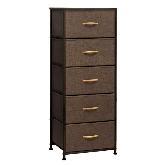 Pellebant Brown 5-Drawer Dresser Household Vertical Storage Tower Chest