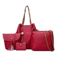 thumbnail image 1 of 4Pcs Women PU Leather Bag Set Handbag With Beaded Shoulder Bag Tote Red, 1 of 8