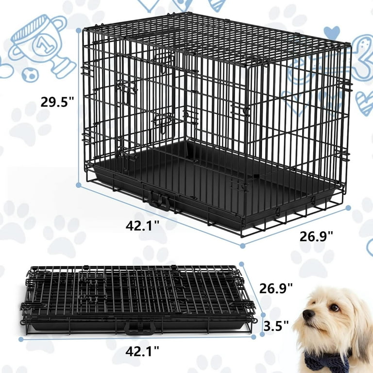 DONORO Dog Crates for Small Size Dogs Indoor, Double Door Dog Kennels &  Houses for Puppy and Cats with Dog Crate Cover, Collapsible Metal Contour  Dog