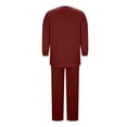 thumbnail image 5 of Mifsaly Soft Pajama Set for Women Crewneck 3/4 Sleeve Tops and Relaxed Fit Pants with Pockets Breathable Comfy Casual Pajamas Sleepwear Wine,S, 5 of 8