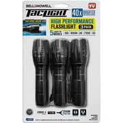 Taclight Tactical Flashlight 3 Pack Tac Light Weatherproof Aircraft Grade Aluminum Construction, 5 Light Modes with 50,000 Hour Cree LEDs, 40x Brighter  As Seen on TV