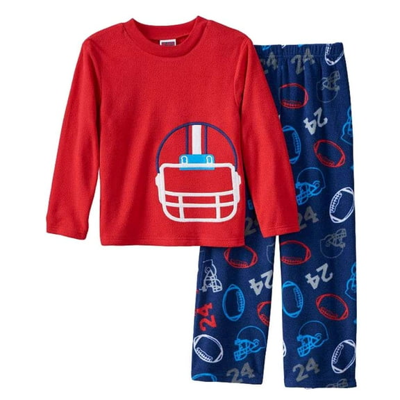 Up-Late Boys Red & Blue Fleece Sleepwear Football Themed Pajama Set Size 4
