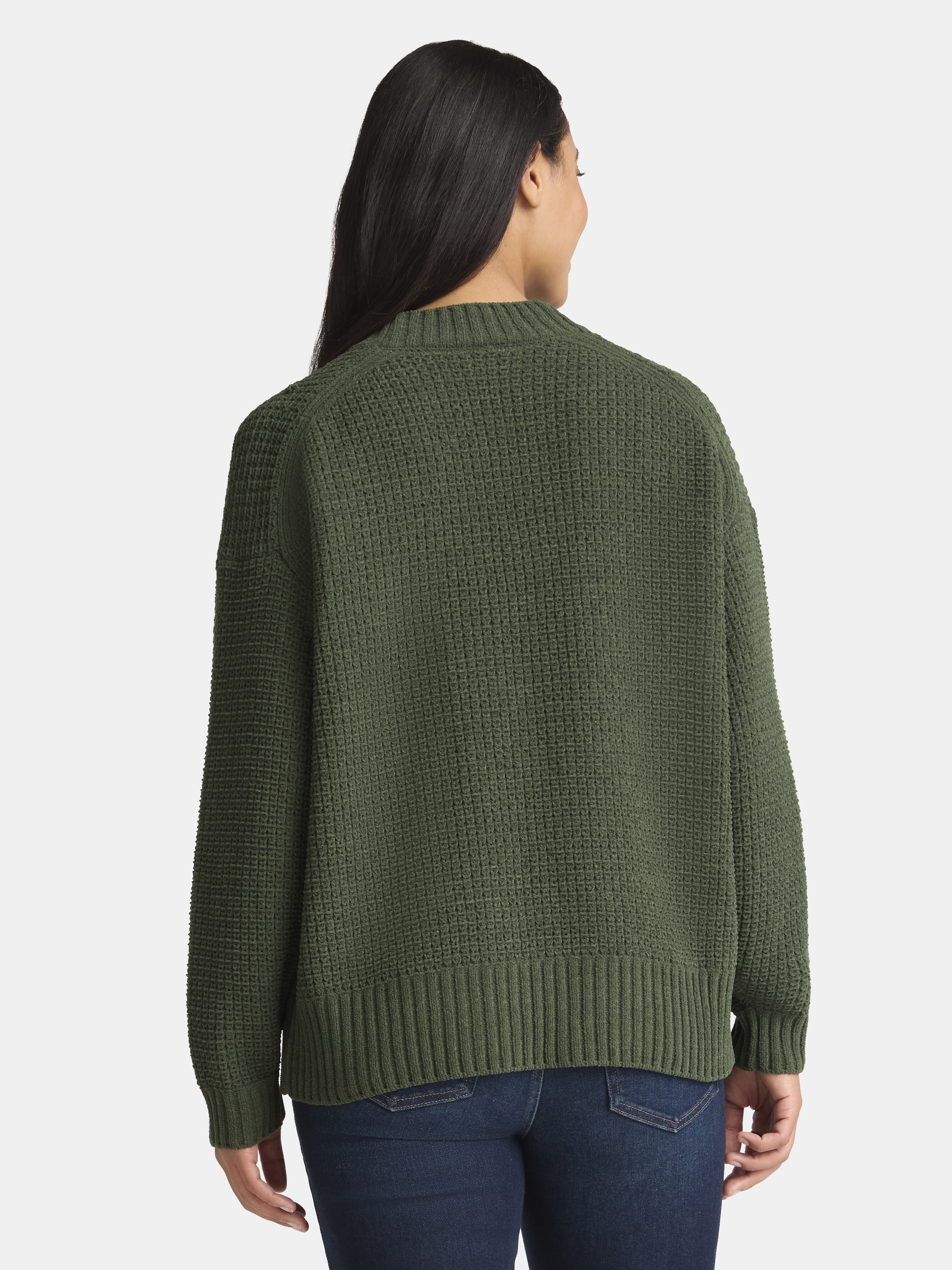 Time and Tru Women's Chenille Cardigan Sweater, Midweight, Sizes XS-XXXL
