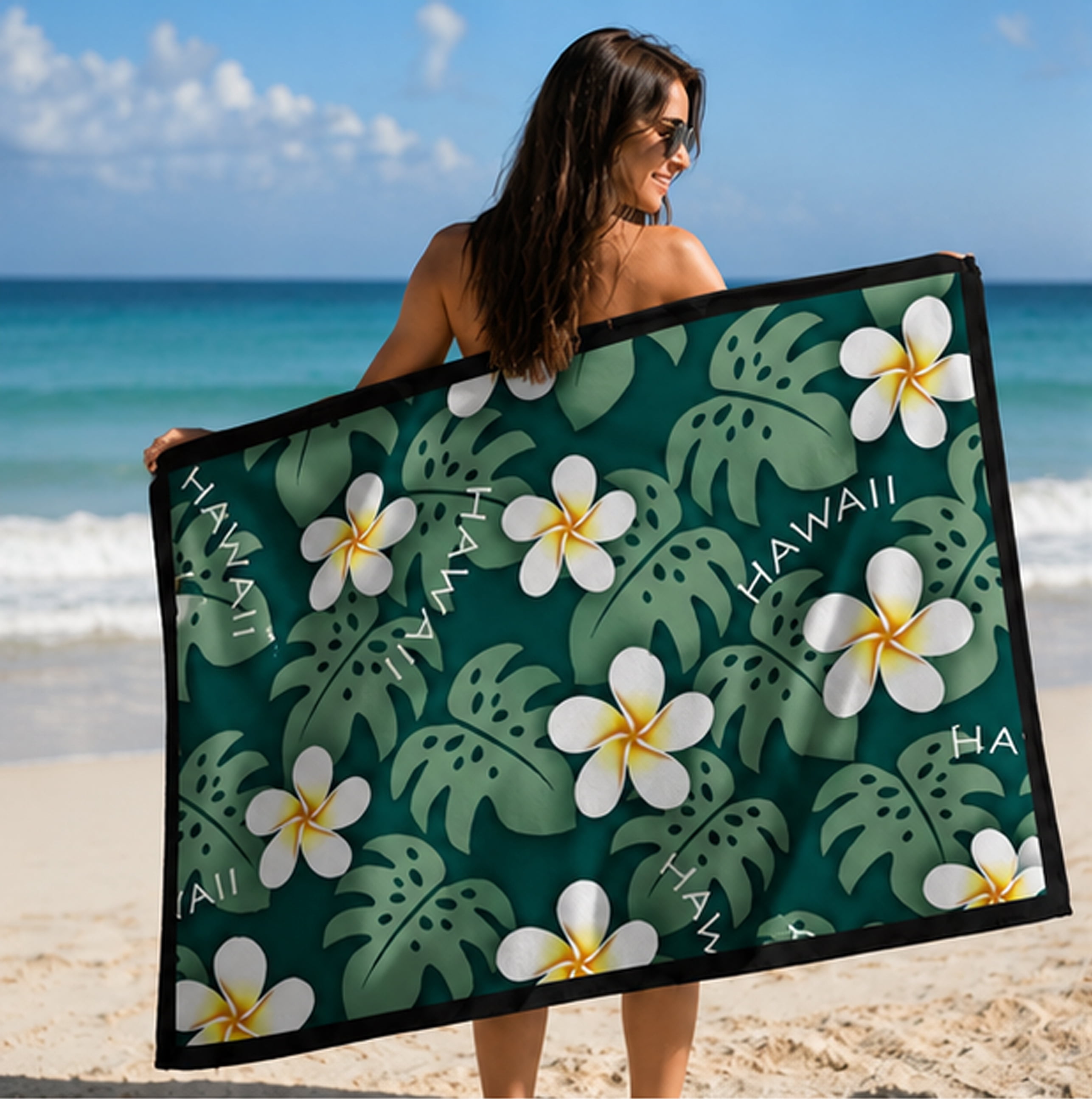 Floral Souvenir Beach Towel - Vibrant Beach Accessory