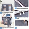 thumbnail image 5 of Hweilai 3Pcs Thick Non-woven Quilt Storage Bag Large Capacity Storage Box Bag with Reinforced Handle for Quilts Blankets Pillows(Gray), 5 of 5
