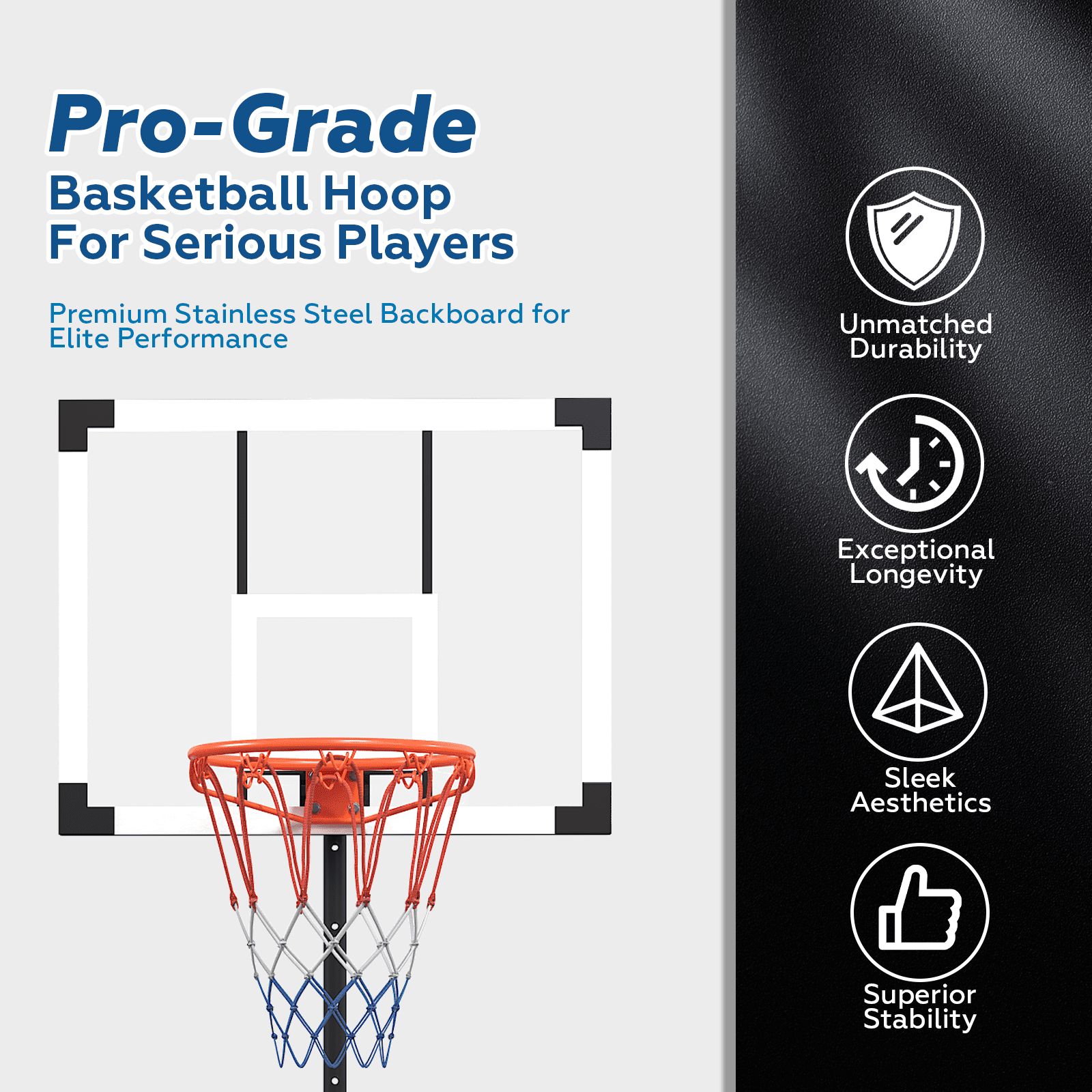 Pool Basketball Hoop, Height Adjustable 3.9" to 6.9", Black Steel Frame, Water Base, Includes Air Pump, 8-Inch Rubber Ball, Indoor & Outdoor Use