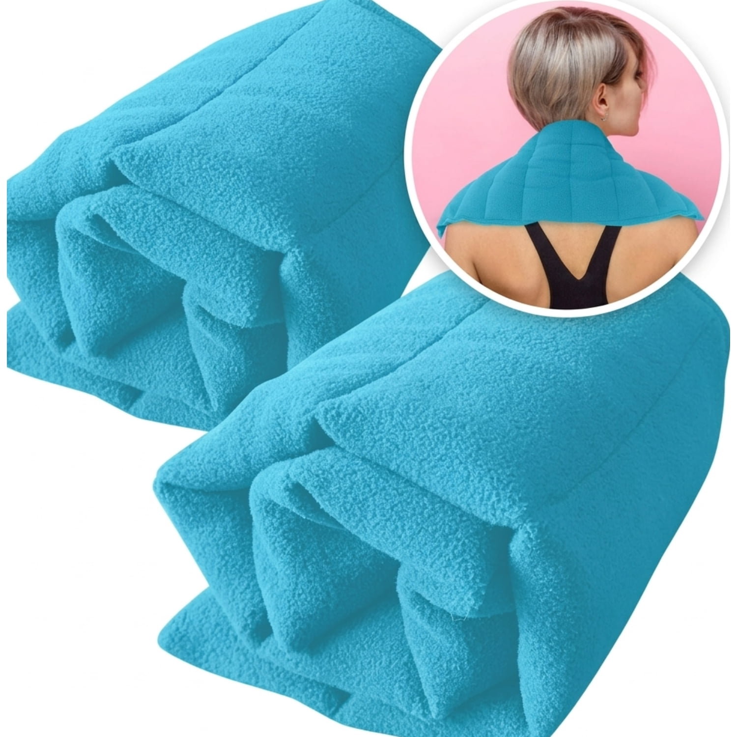 ComfortCloud Microwavable Heating Pads for Neck, Back and Lower Lumbar Relief, Teal, 22” x 7”, 2 Count