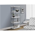 thumbnail image 4 of 5 Tier Glass and White Bookcase, Modern Display Shelf with Clear Tempered Glass, Freestanding Storage Organizer for Living Room, Office, Bedroom, 4 of 5