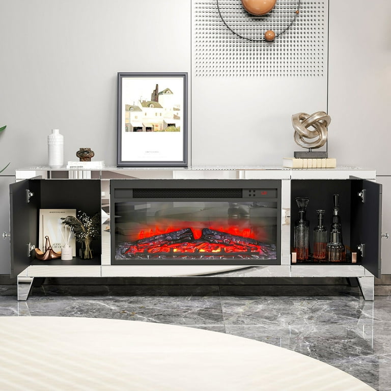 Mirror fireplace tv stand walmart discount