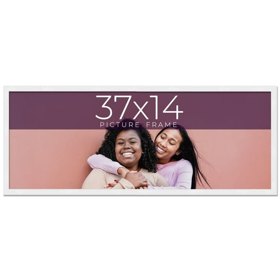 37x14 Frame White Real Wood Picture Frame Width 0.75 inches | Interior Frame Depth 0.5 inches |