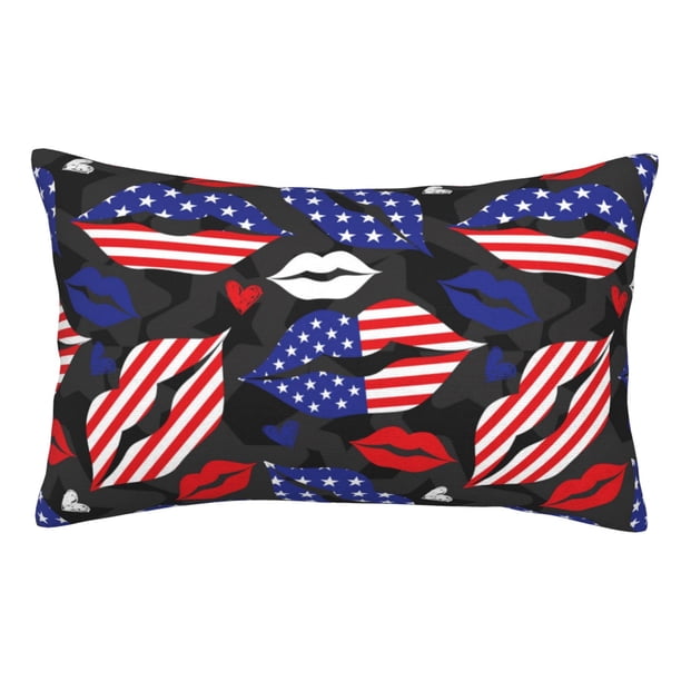 Fotbe American With Lips Funda de Almohada Decorativa Estilo Occidental, Lujo en Algodón, Fundas para Almohadas King, Cojín Estampado para Decoración del Hogar-20"x30"
