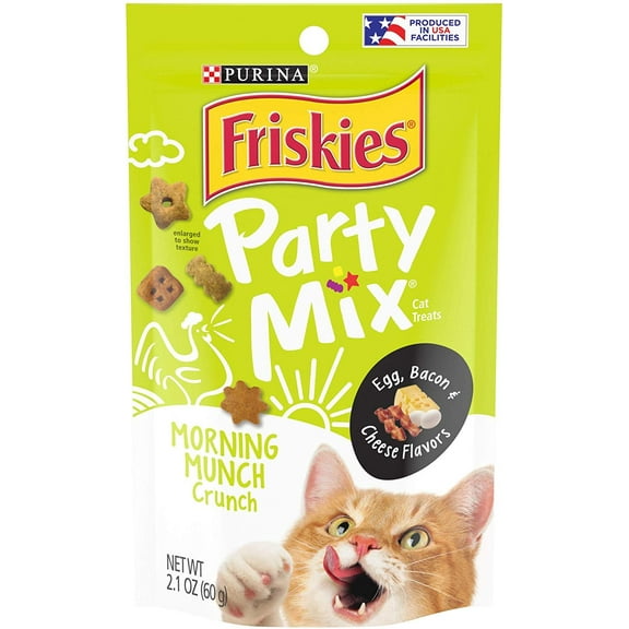 Purina Friskies Made in USA Facilities Cat Treats, Party Mix Crunch Morning Munch - 10 2.1 oz. Pouches
