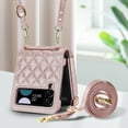thumbnail image 5 of Dteck for Samsung Galaxy Z Flip 3 Case with Card Holder RFID Blocking,Crossbody Wallet Case for Z Flip3 with Adjustable Strap, Zipper Purse Leather Handbag Case Compatible with Galaxy Z Flip3,Rosegold, 5 of 6