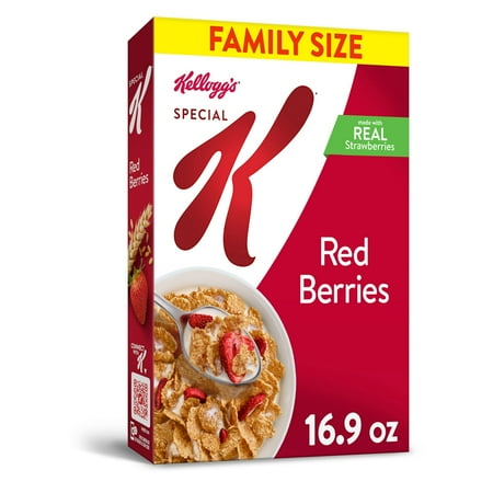 Kellogg's Special K Breakfast Cereal, Family Breakfast, Made with Real Strawberries, Family Size, Red Berries, 16.9oz Box (1 Box)