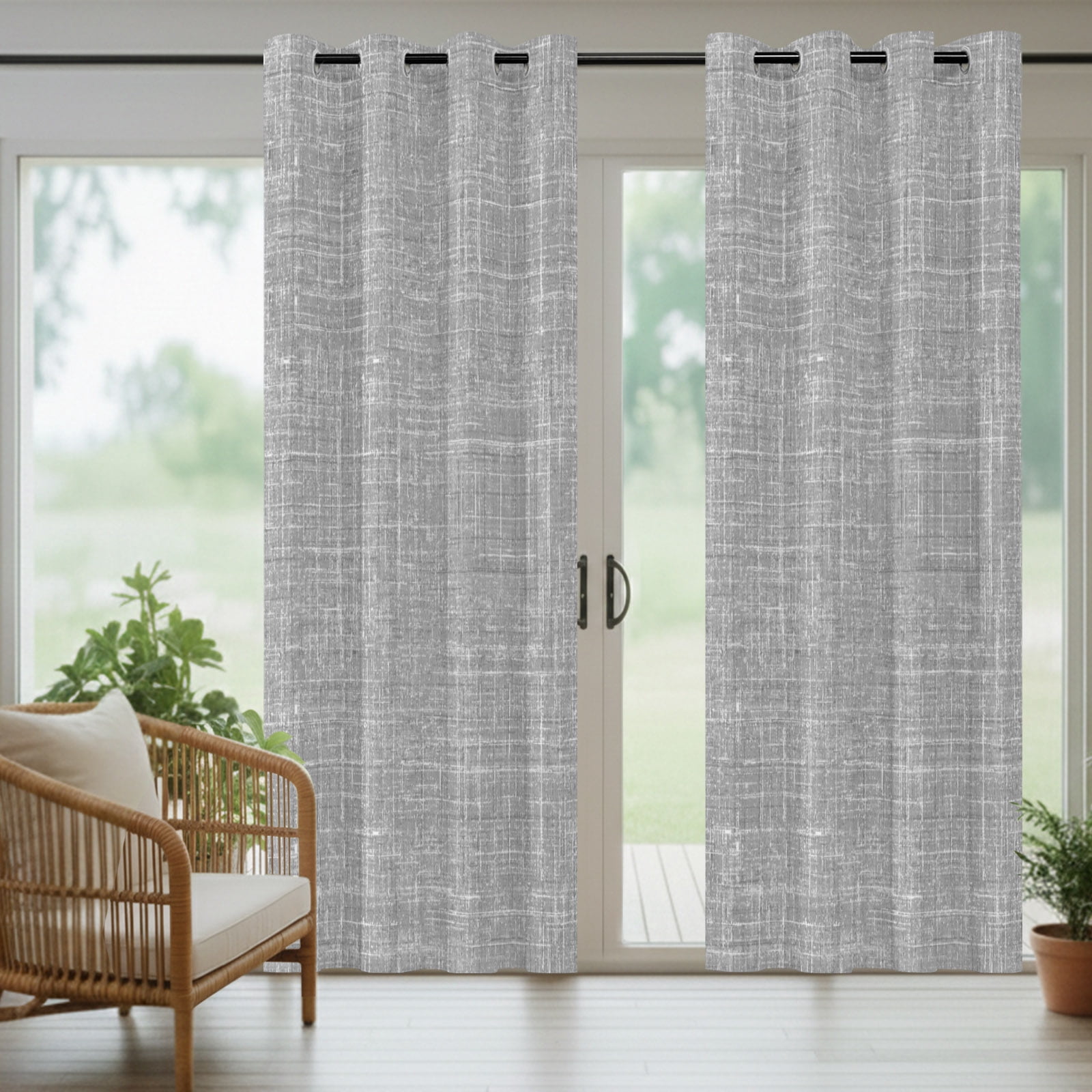 Grey Outdoor Curtains for Patio, Abstract Modern Farmhouse Solid Color Sunshade Privacy Drapes Grommet Waterproof Outside Curtains for Porch/Cabana/Balcony 54"x 108", 1 Panel