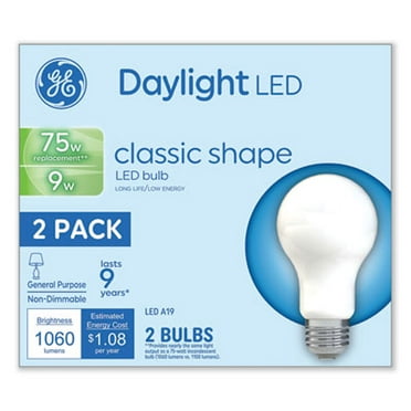 Classic LED Non-Dim A19 Light Bulb 9 W Daylight 2/Pack 93109035