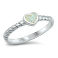 thumbnail image 1 of Heart White Simulated Opal Rope Sides Ring Sterling Silver Size 6, 1 of 3