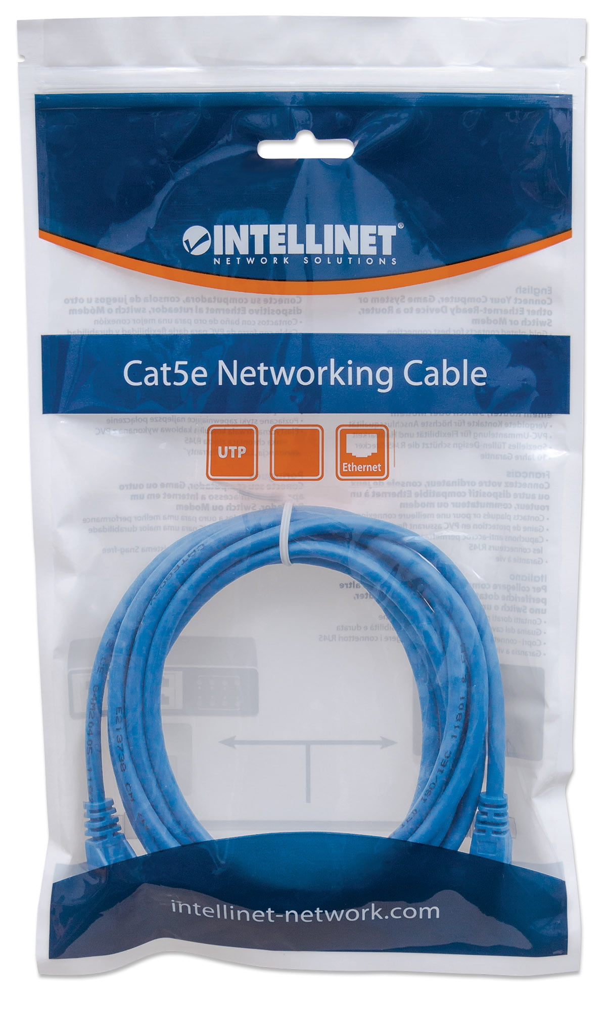 Intellinet Network Cable, Cat6, UTP, 100% Copper, 14 ft., Blue