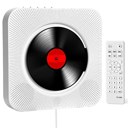 Reproductor de CD de pared, Mejorado(KC809), ROADOM CD Players para Casa, Altavoces Bluetooth & Radio FM con Pantalla LCD, Control Remoto IR