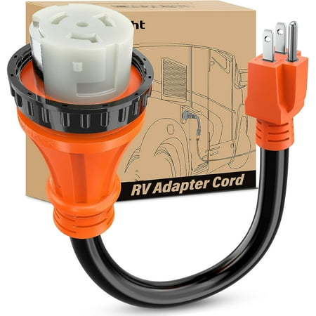 Nilight RV Locking Adapter Cord 15 Amp to 50 Amp Pure Copper Heavy Duty 10 Gauge Wire ETL Listed 5-15P to SS2-50R 15M/50F Weatherproof Cord for RV Camper Caravan Van Trailer, 2 Years Warranty