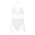 thumbnail image 4 of Women Sexy V Neck Mesh One Piece Bathing Suit Halter Push Up Tummy Control Swimsuit Swimwear, 4 of 6