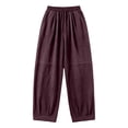 thumbnail image 6 of CHGBMOK Womens Cotton Linen Pants Baggy Boho Casual Palazzo Pants Wide Leg Long Lounge Trousers with Pockets, 6 of 6