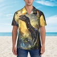 thumbnail image 2 of Balery Sunshine Jungle Dinosaur Camisas hawaianas de manga corta para hombre, camisas playeras de corte holgado, camisas de vacaciones con botones,Small, 2 of 7