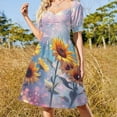 thumbnail image 4 of Sunflower Short Sleeved Dress Summer Dresses Birthday Dress for Women Luxury 2025 Dress Party Night, 4 of 6