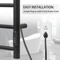 thumbnail image 6 of KEG Towel Warmer Wall Mounted with Built-in Timer 12 Bars Electric Stainless Steel Heated Towel Racks for Bathroom, Hot Plug-in Bath Towel Heater Matte Black, 6 of 7