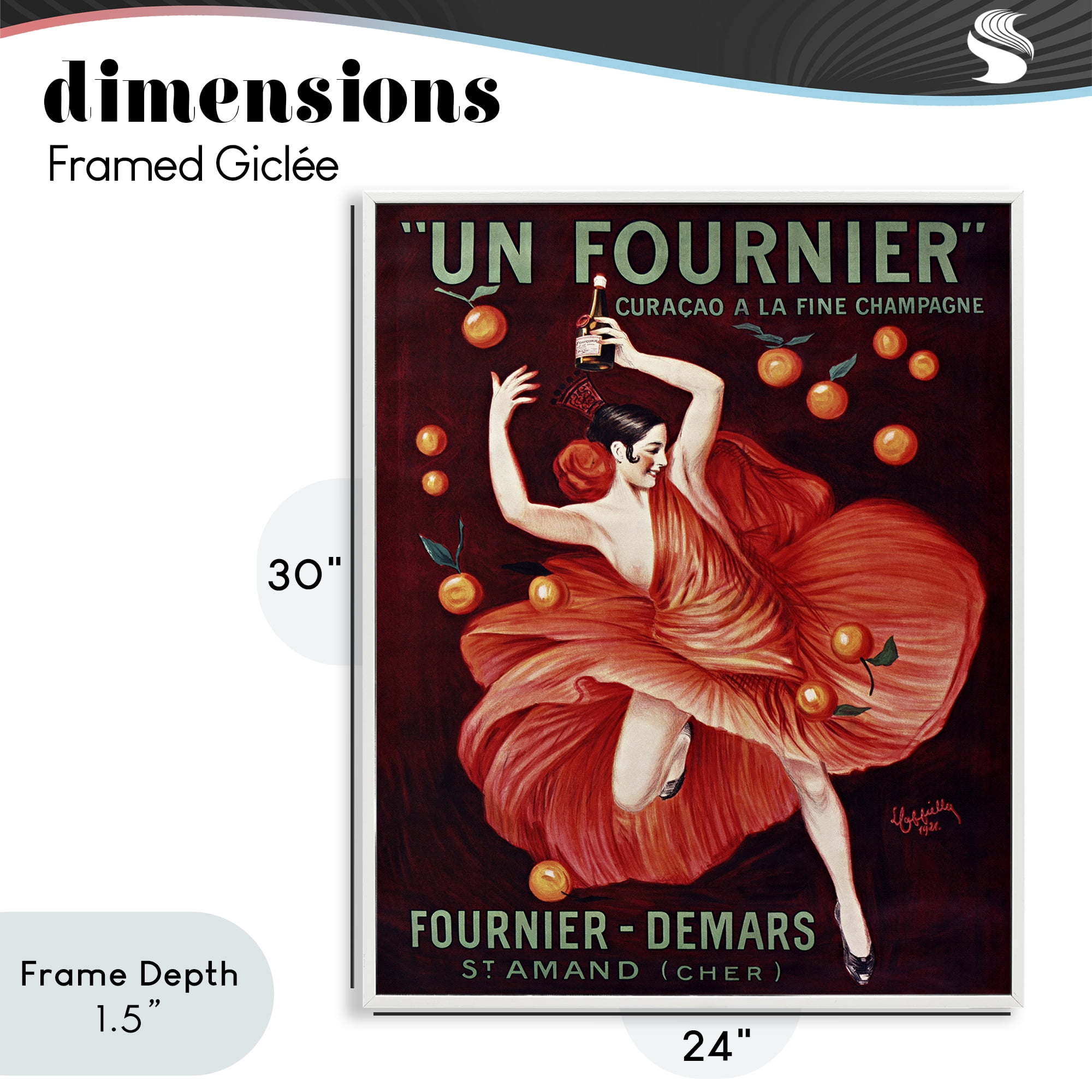 Stupell Industries Vintage Champagne Dancer in Red White Framed Giclee Art, design by Leonetto Cappiello