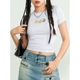 thumbnail image 6 of Michellecmm  Women Crop T-Shirts Bow Print Summer Short Sleeve Basic Tops Pullovers, 6 of 9