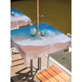 thumbnail image 2 of Outdoor Table Cloth with Umbrella Hole and Zipper, Blue Coastal Waterproof Square Tablecloth 54"x54", Summer Beach Seaside Ocean Nautical Washable Table Cover for Outside Party Patio Picnic, 2 of 8