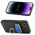 thumbnail image 4 of Allytech iPhone 14 Plus Case with Ring Holder Kickstand, Weave Texture Slim Fit Wallet Case with Cards Holder Shockproof Bumper Phone Case Cover for Apple iPhone 14 Plus - Black, 4 of 14