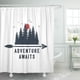 thumbnail image 1 of ABPHQTO Camping Travel Badge Abetos y Adventure Awaits Cortina de ducha inspiradora 160x180 cm, 1 of 1