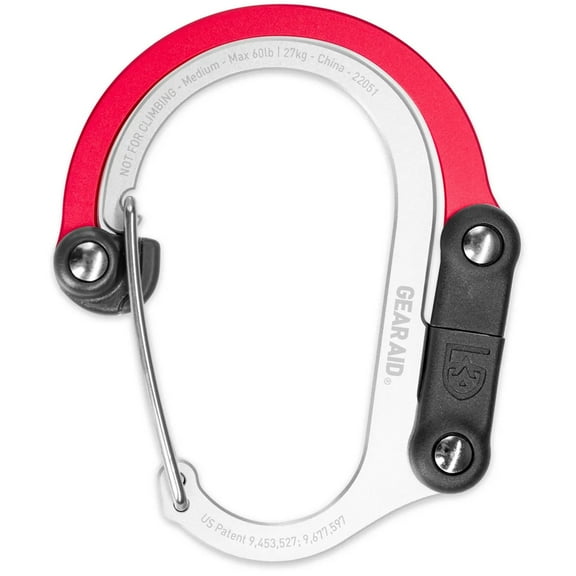 GEAR AID HEROCLIP 360° Swivel Carabiner Gear Clip and Hook (Medium) - Red