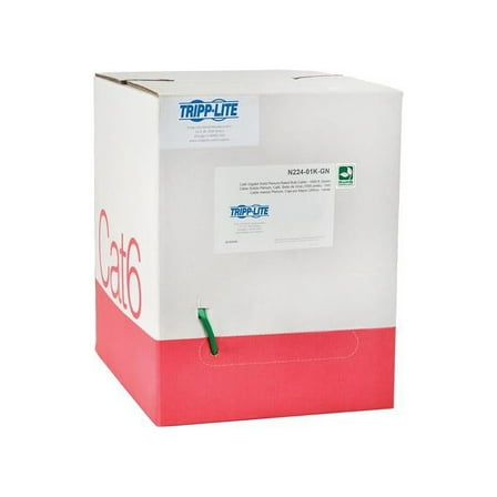 Tripp Lite 1000ft Cat6 Gigabit Bulk Solid-Core Plenum-Rated PVC Cable, Green