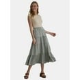 thumbnail image 2 of Time and Tru Women’s and Women's Plus Tiered Midi Skirt with Elastic Waistband, Sizes XS-4X, 2 of 5