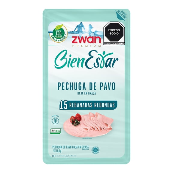 Pechuga de pavo Zwan Bien Estar baja en grasa 15 rebanadas redondas 150 g
