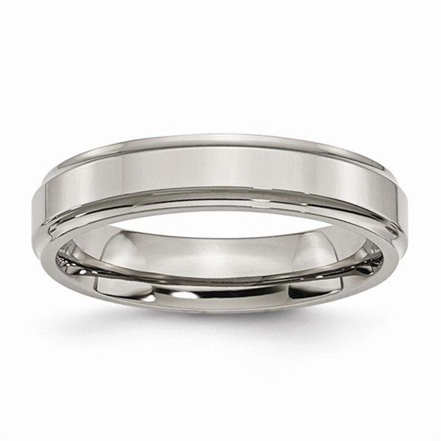 5 mm Titanium Ridged Edge Polished Band - Size 10.5