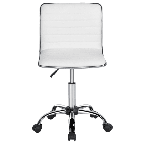 Pu Leather Low Back Armless Desk Chair Ribbed Armless Swivel Task