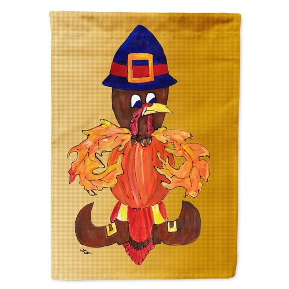 Carolines Treasures 8609-FLAG-PARENT Thanksgiving Turkey Pilgrim Fleur de lis Flag multicolor