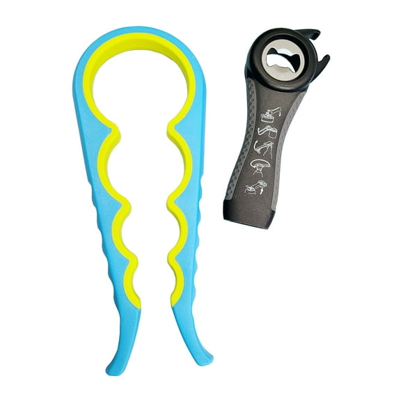 Grip or Flip Lid Opener Set - 2 Tools For Opening Jar Lids, Bottle Caps, and Can Tabs